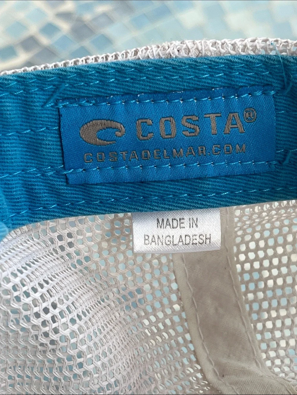 Costa Del Mar Blue White Mesh‎ Trucker Snapback Hat Marlin Fishing Cap